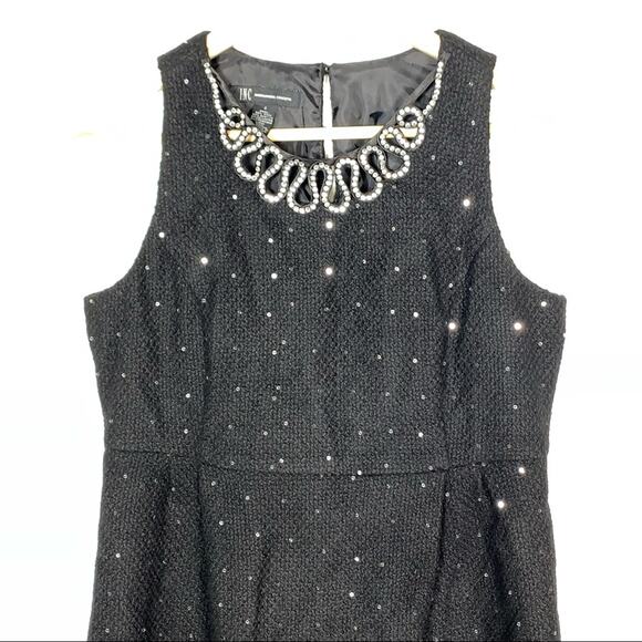 INC Black wool blend sequin sleeveless cocktail sheath dress size 6 - Picture 4 of 4